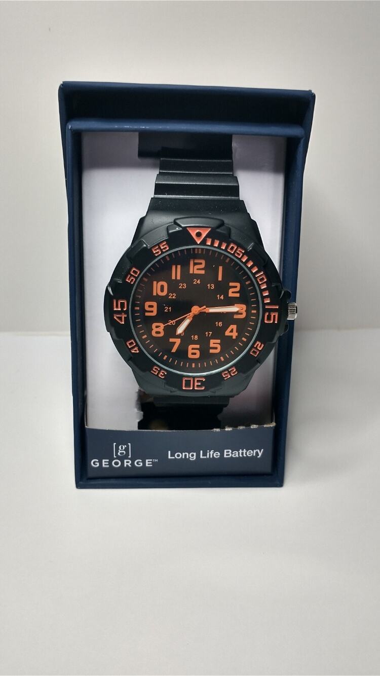 GEORGE Sports 24 Hour Easy Read Dial Long Life Battery Black Watch - Men